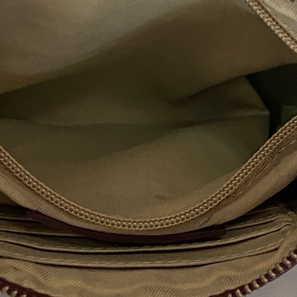 SOLD! EUC Lucky Brand Rayla Burgandy Brown Chevron Leather Wristlet Clutch - Picture 6 of 14